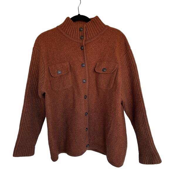 Casual Corner Sweaters - Vintage Casual Corner 100% Wool Brown Button Cardigan Sweater Size Large